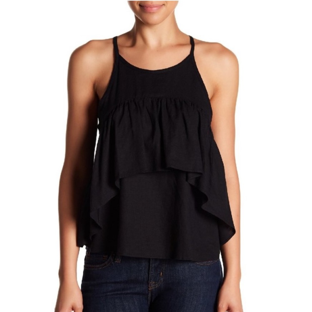 Linen Ruffle Tank